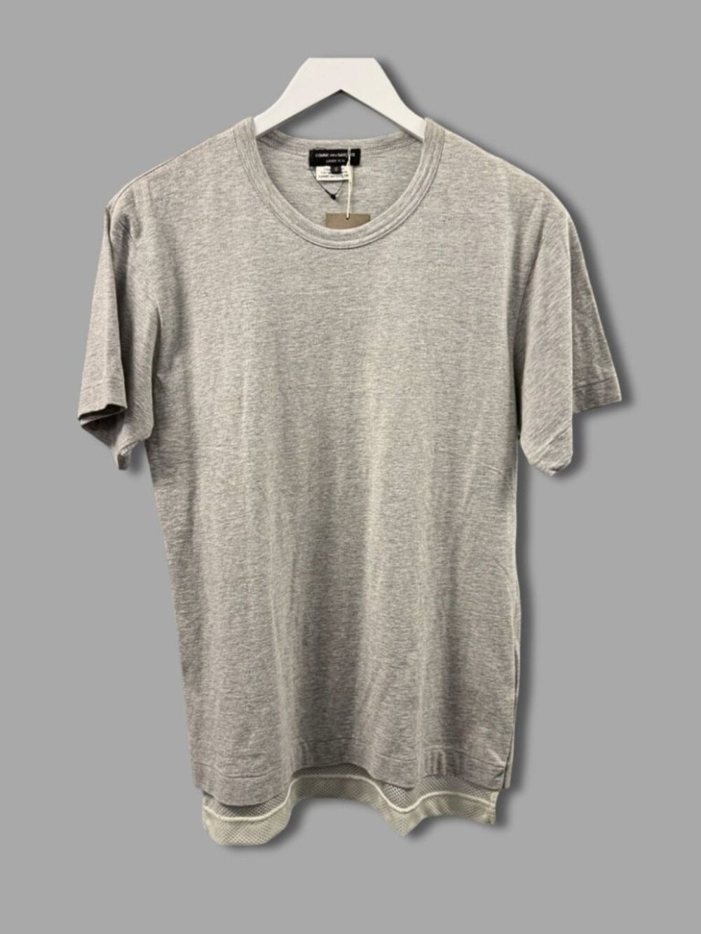 COMME des GARCONS HOMME PLUS AD 2017 Grey Cotton Mesh Panel T-Shirt